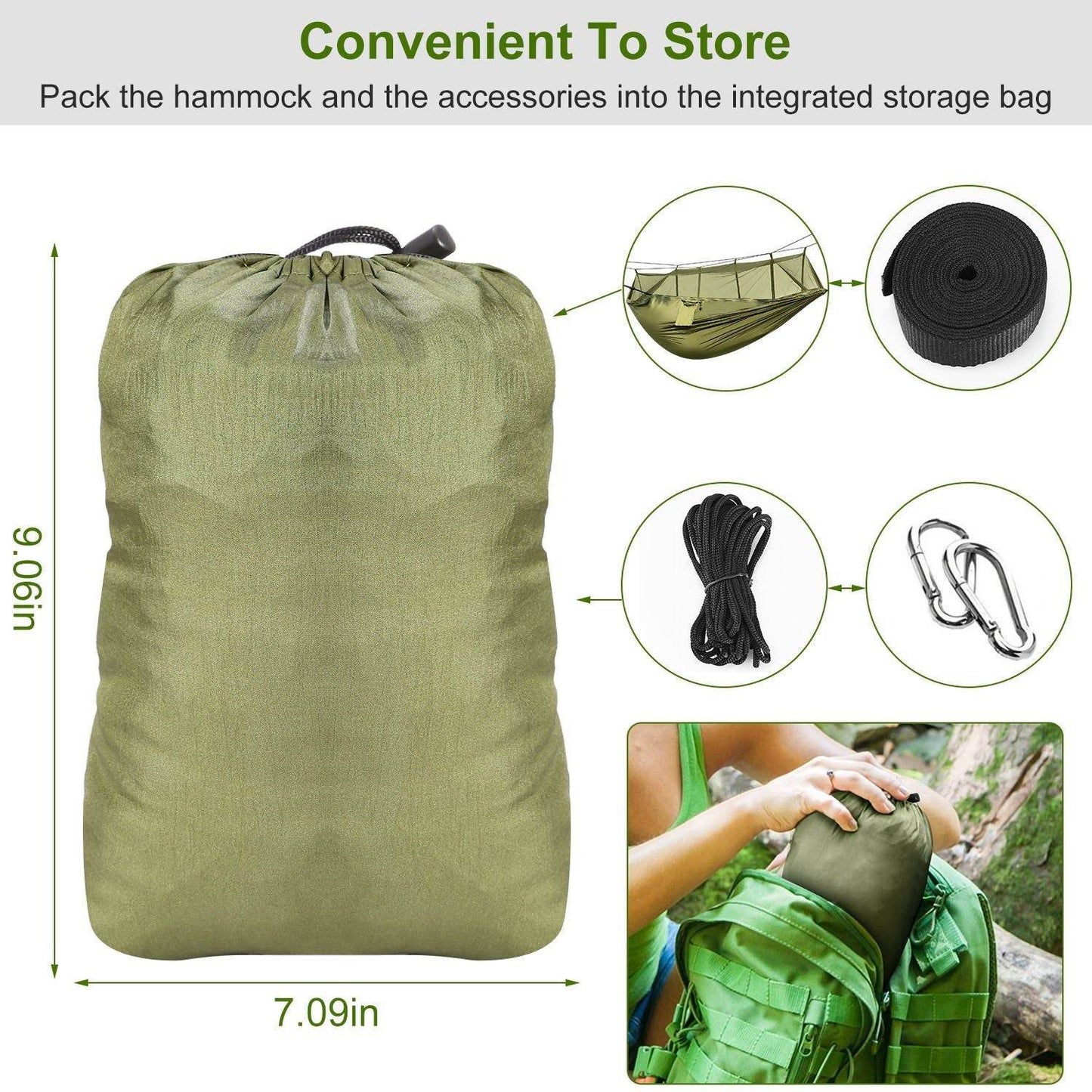 Portable Double Camping Hammock with Mosquito Net