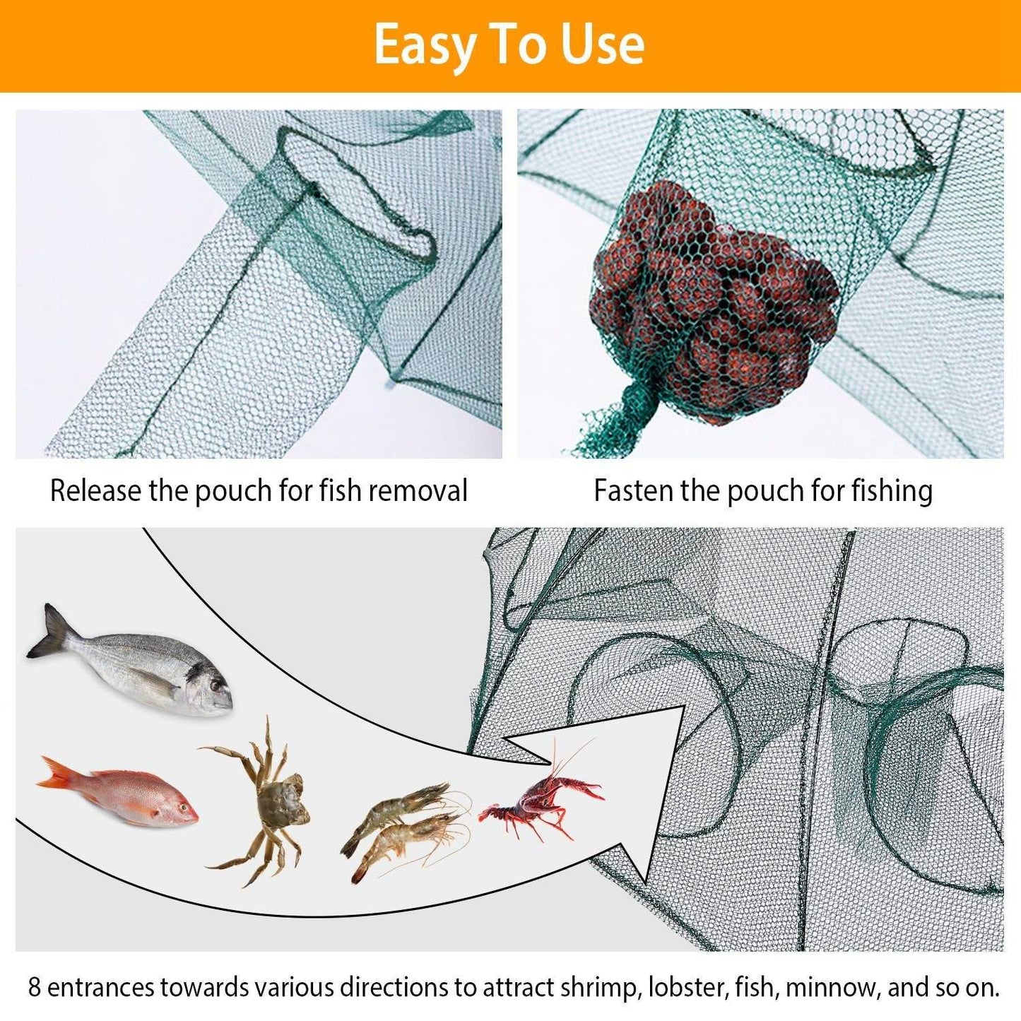 Foldable Fishing Bait Trap Net
