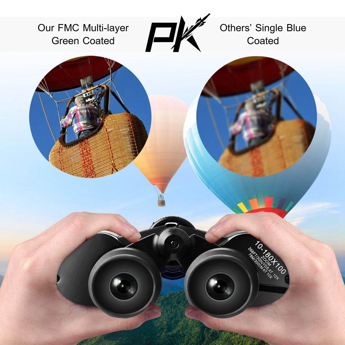 Portable Zoom Binoculars with FMC Lens and Low Light Night Vision