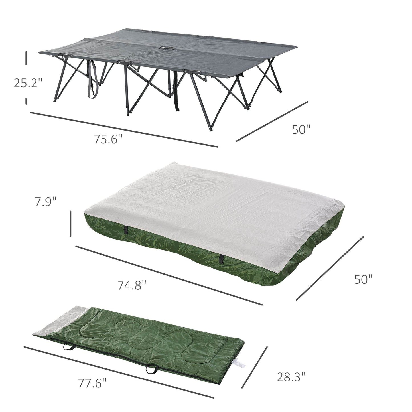2-Person Folding Camping Cot Set With Carrying Bag