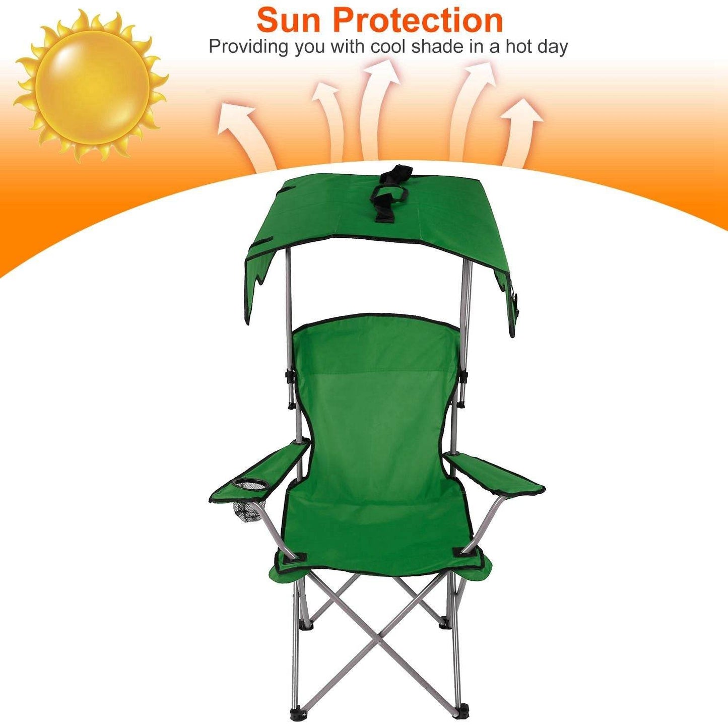 Foldable Canopy Beach Chair with Sun Protection and A Shade Cover