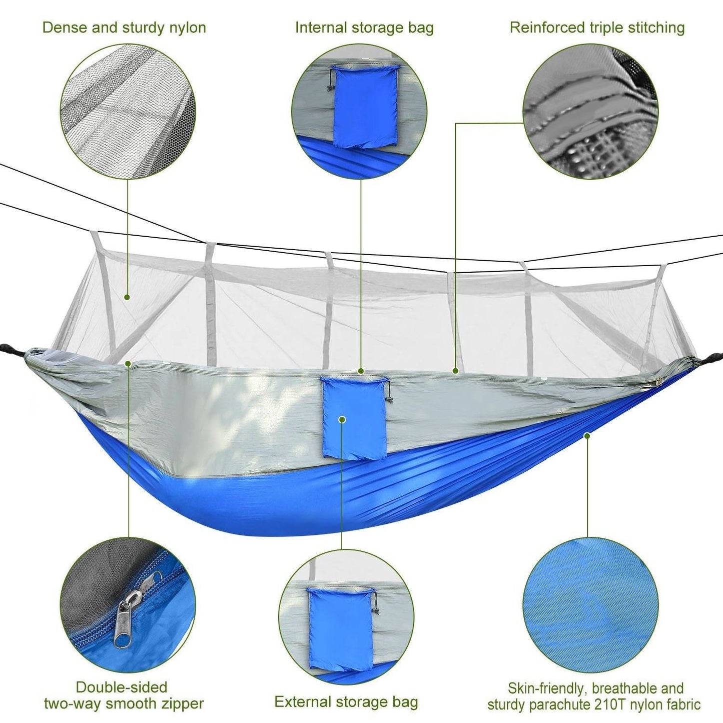 Portable Double Camping Hammock with Mosquito Net