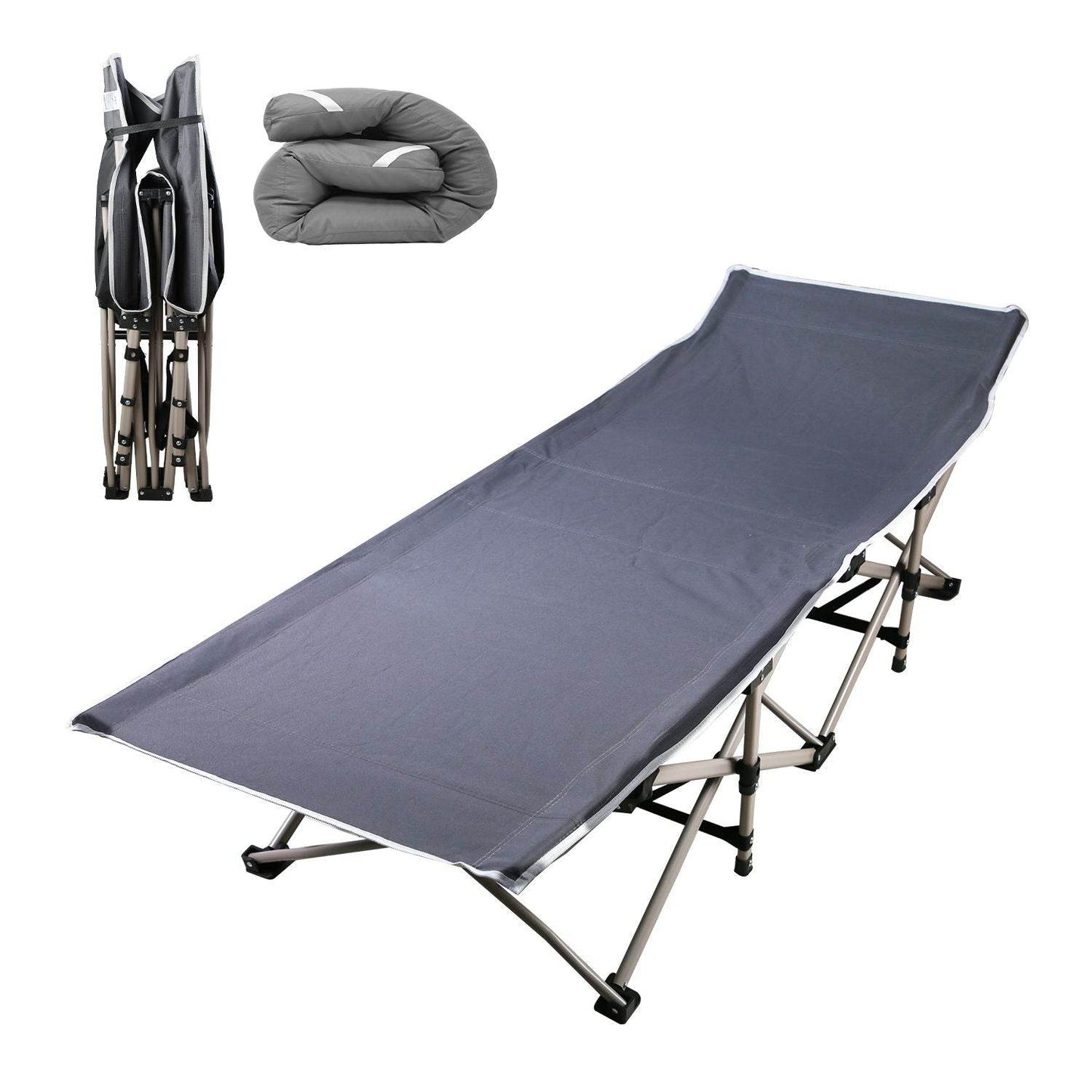 Folding Camping Cot with 2-Sided Soft Pad (440 lbs Max Load)
