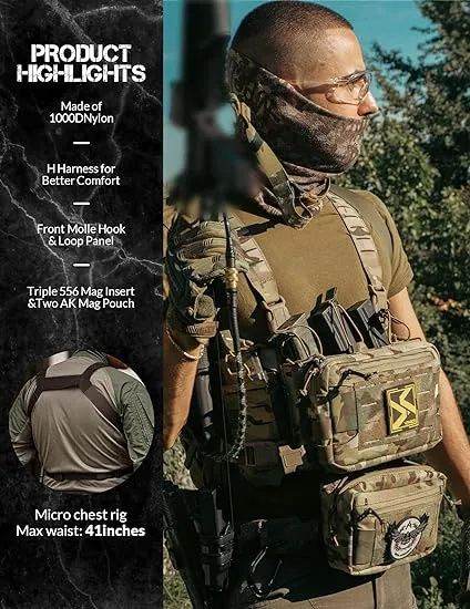Tactical Chest Rig with Magazine Pouch for Hunting, Airsoft & Outdoor Use