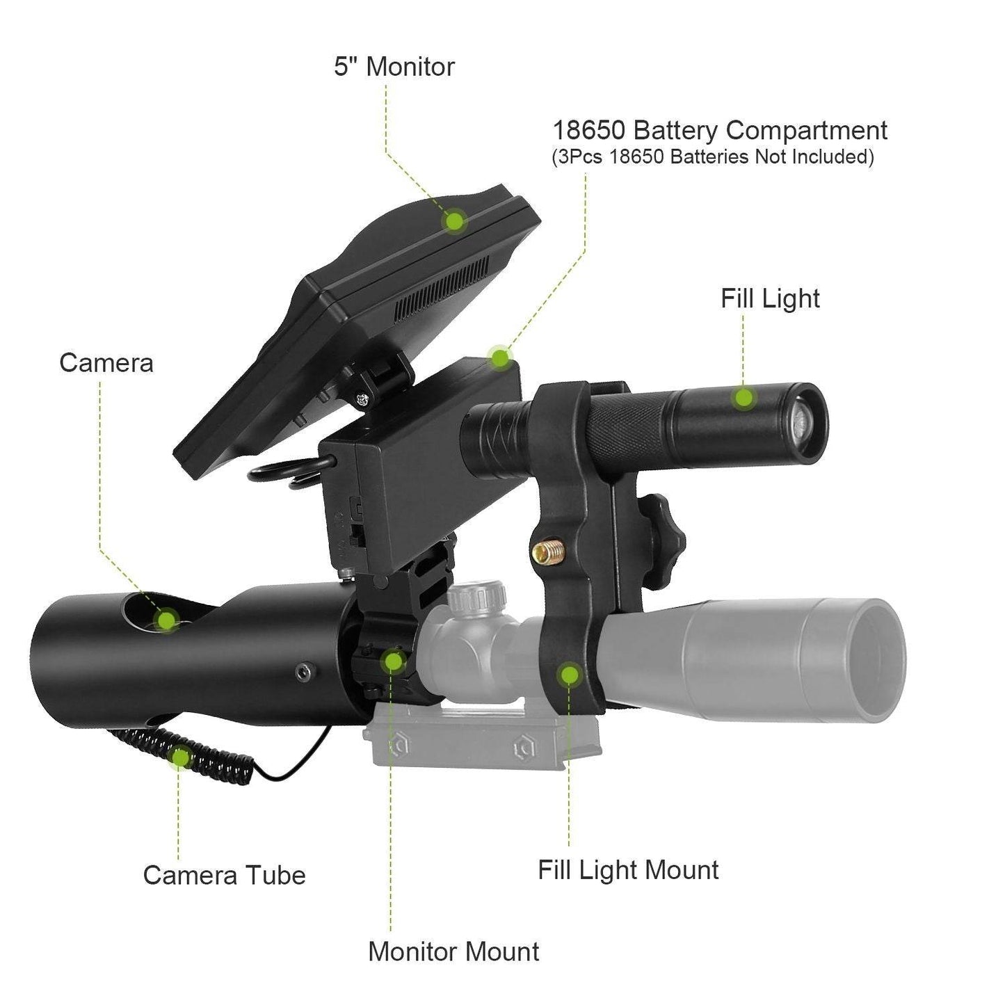 Digital Night Vision Rifle Scope with 5" Monitor