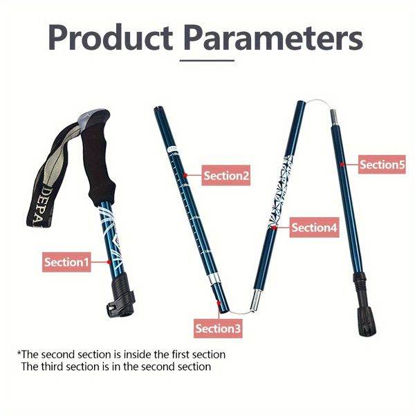 Collapsible Lightweight Adjustable Trekking Poles in Gold