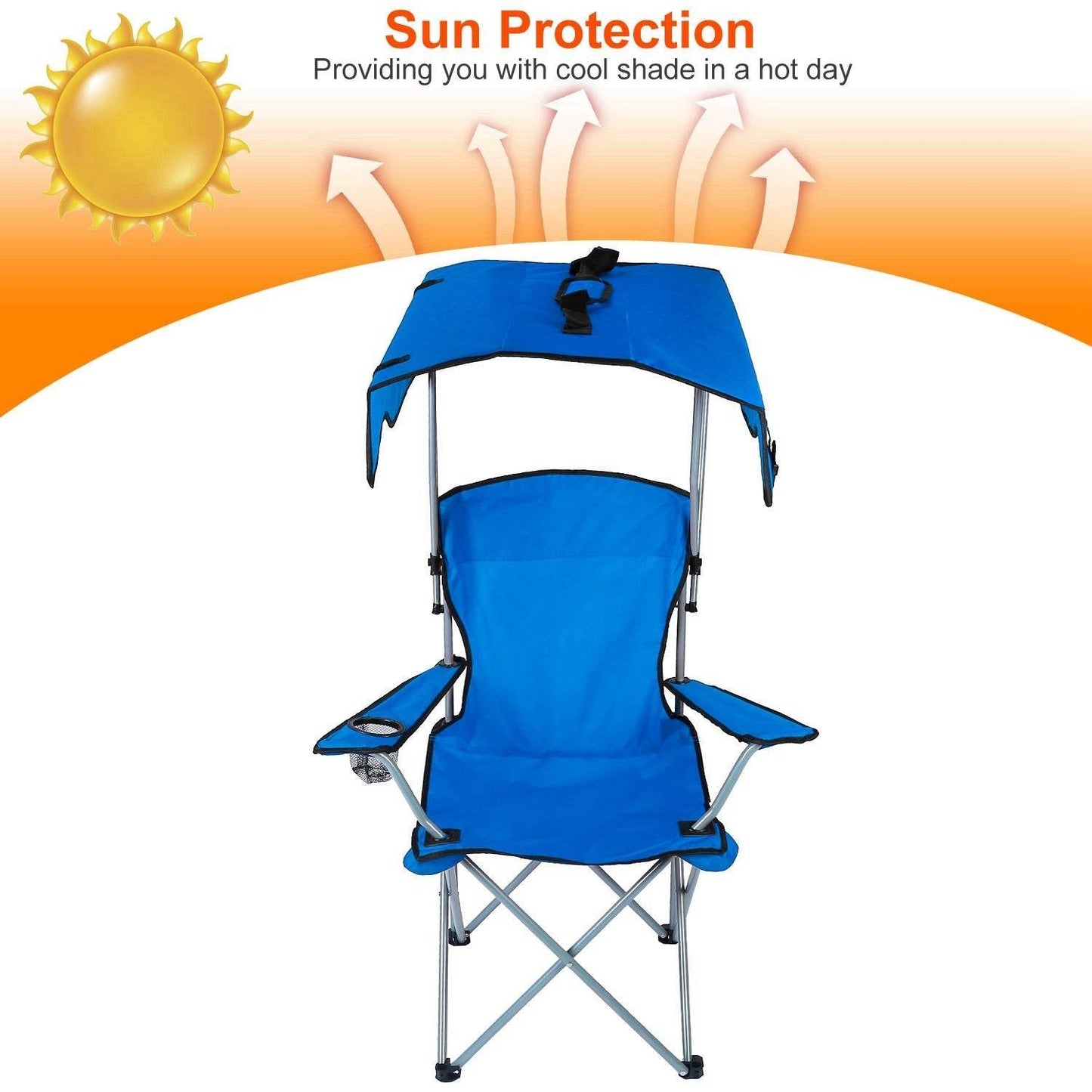 Foldable Canopy Beach Chair with Sun Protection and A Shade Cover