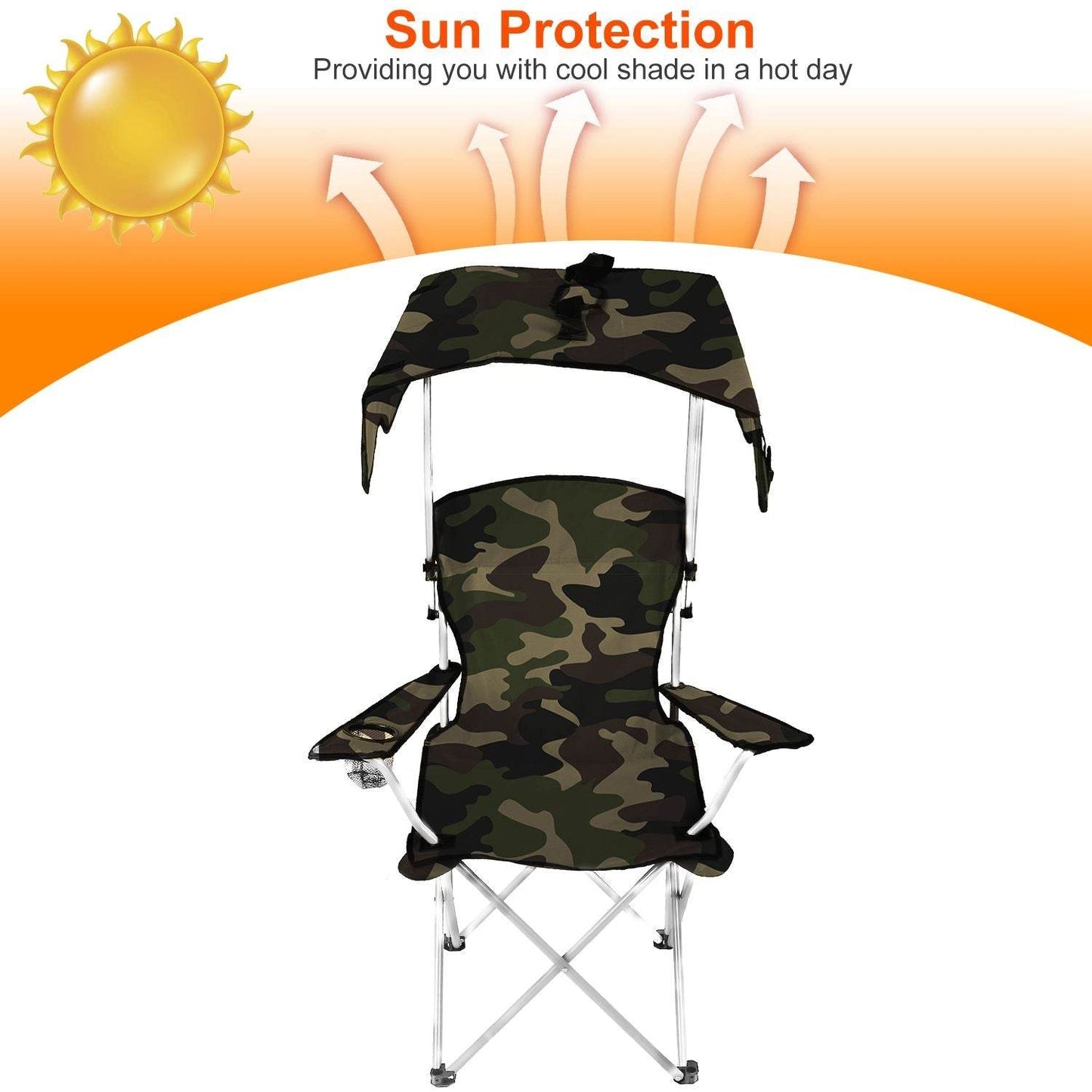Foldable Canopy Beach Chair with Sun Protection and A Shade Cover