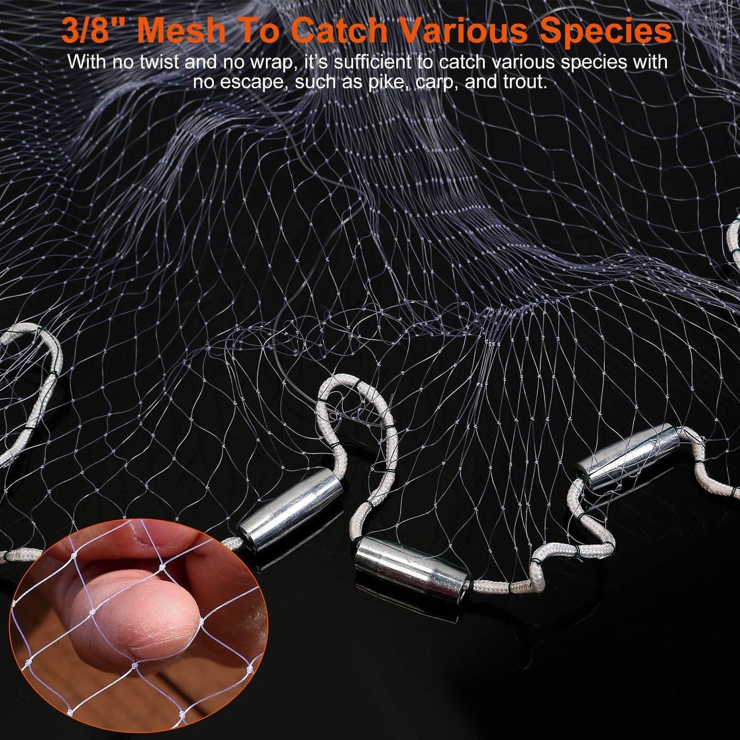 Heavy-Duty Hand Cast Fishing Net with Chain Sinker