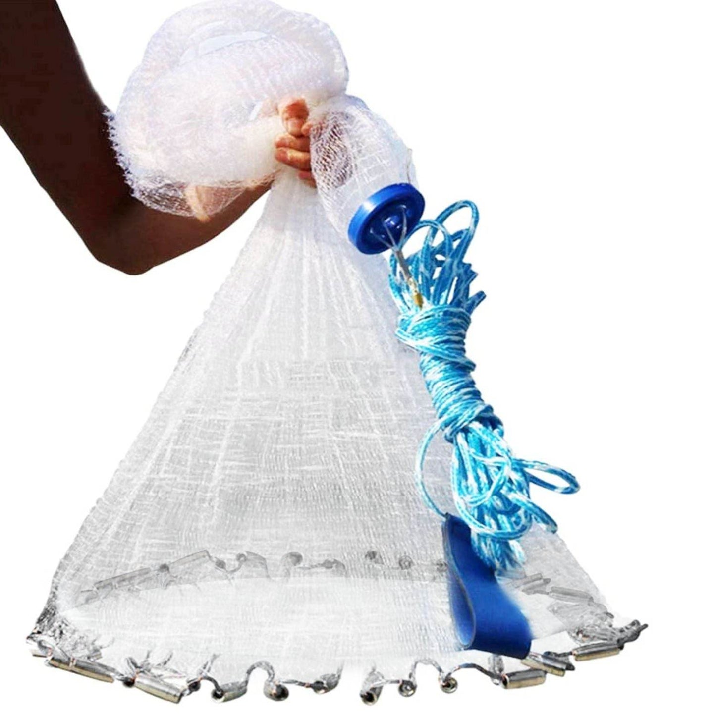 Heavy-Duty Hand Cast Fishing Net with Chain Sinker 8FT