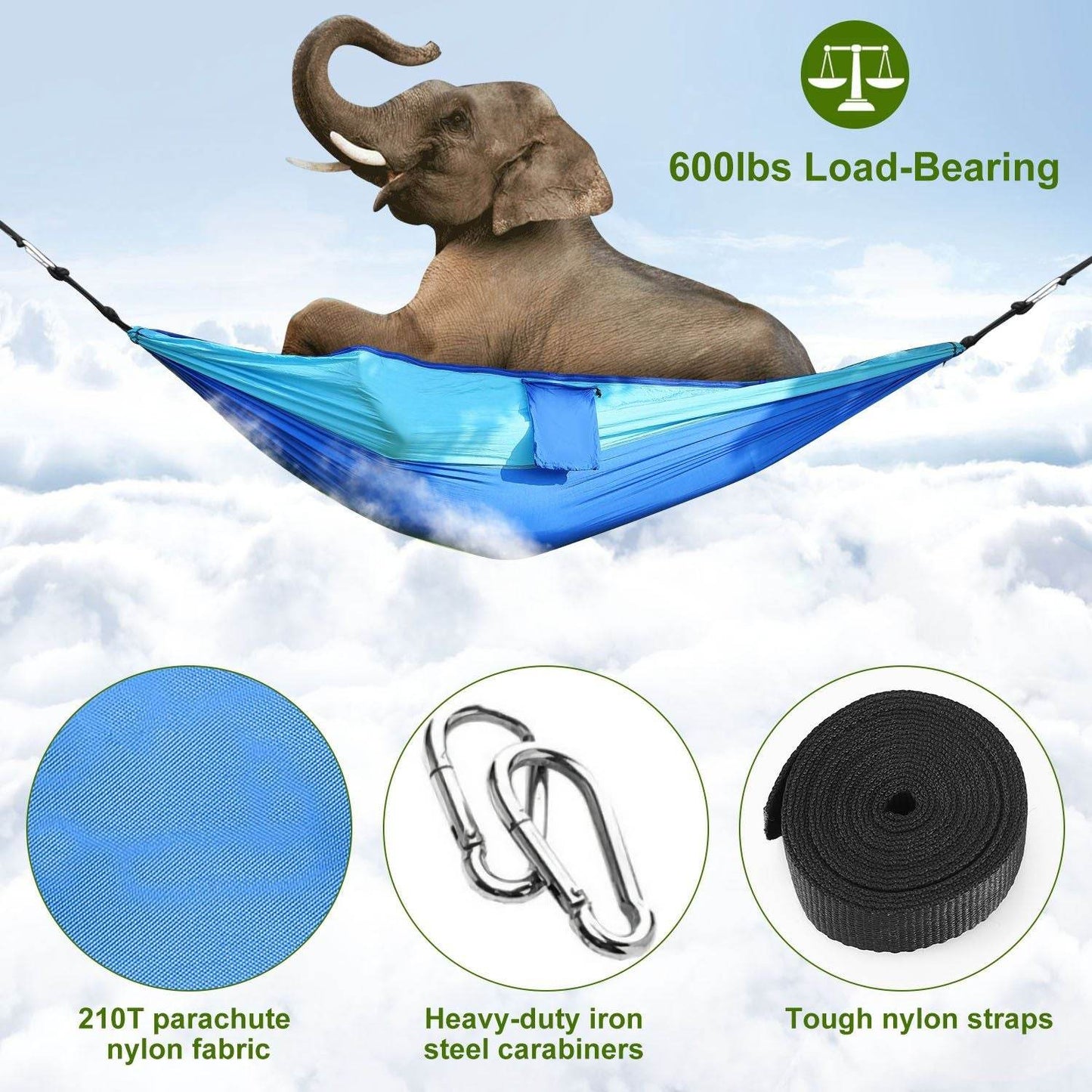 Portable Double Camping Hammock with Mosquito Net