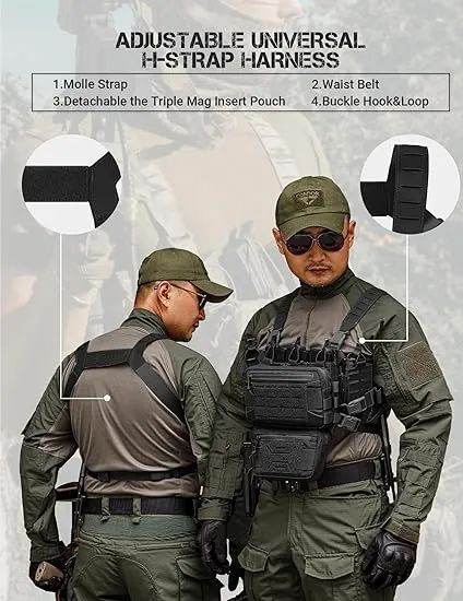 Tactical Chest Rig with Magazine Pouch for Hunting, Airsoft & Outdoor Use Black