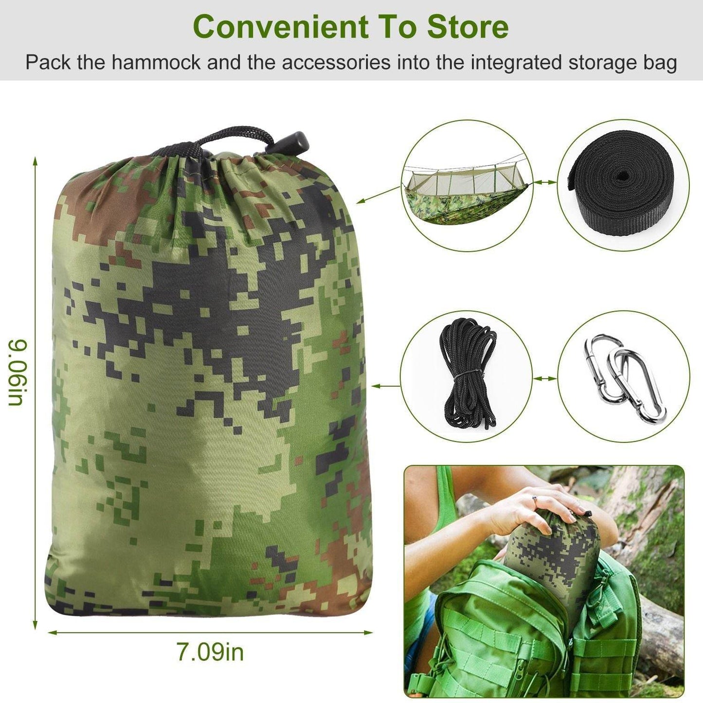 Portable Double Camping Hammock with Mosquito Net