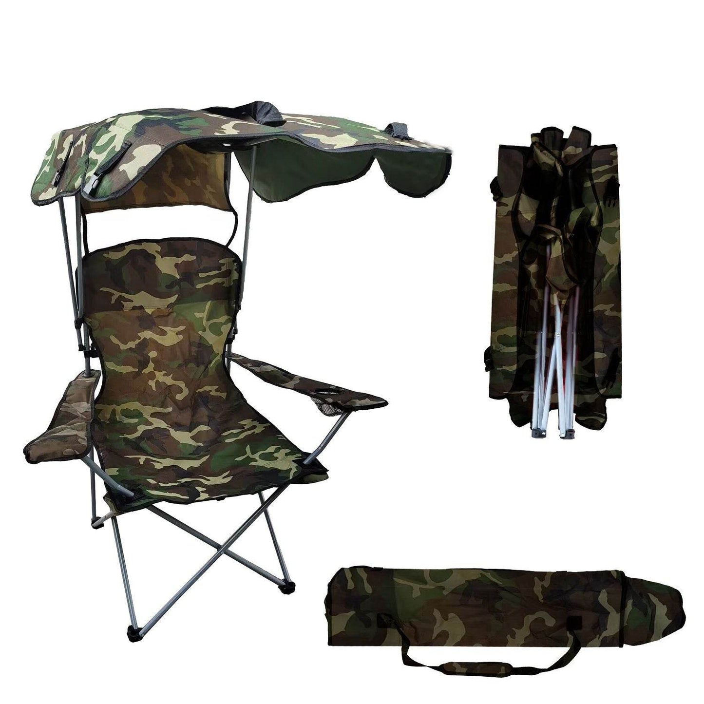 Foldable Canopy Beach Chair with Sun Protection and A Shade Cover