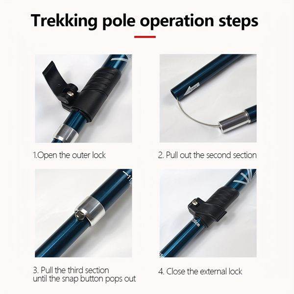 Collapsible Lightweight Adjustable Trekking Poles in Gold