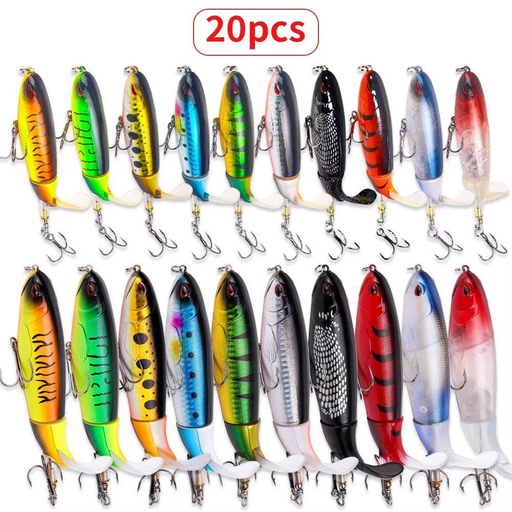 20-Piece Topwater Popper Fishing Lure Set