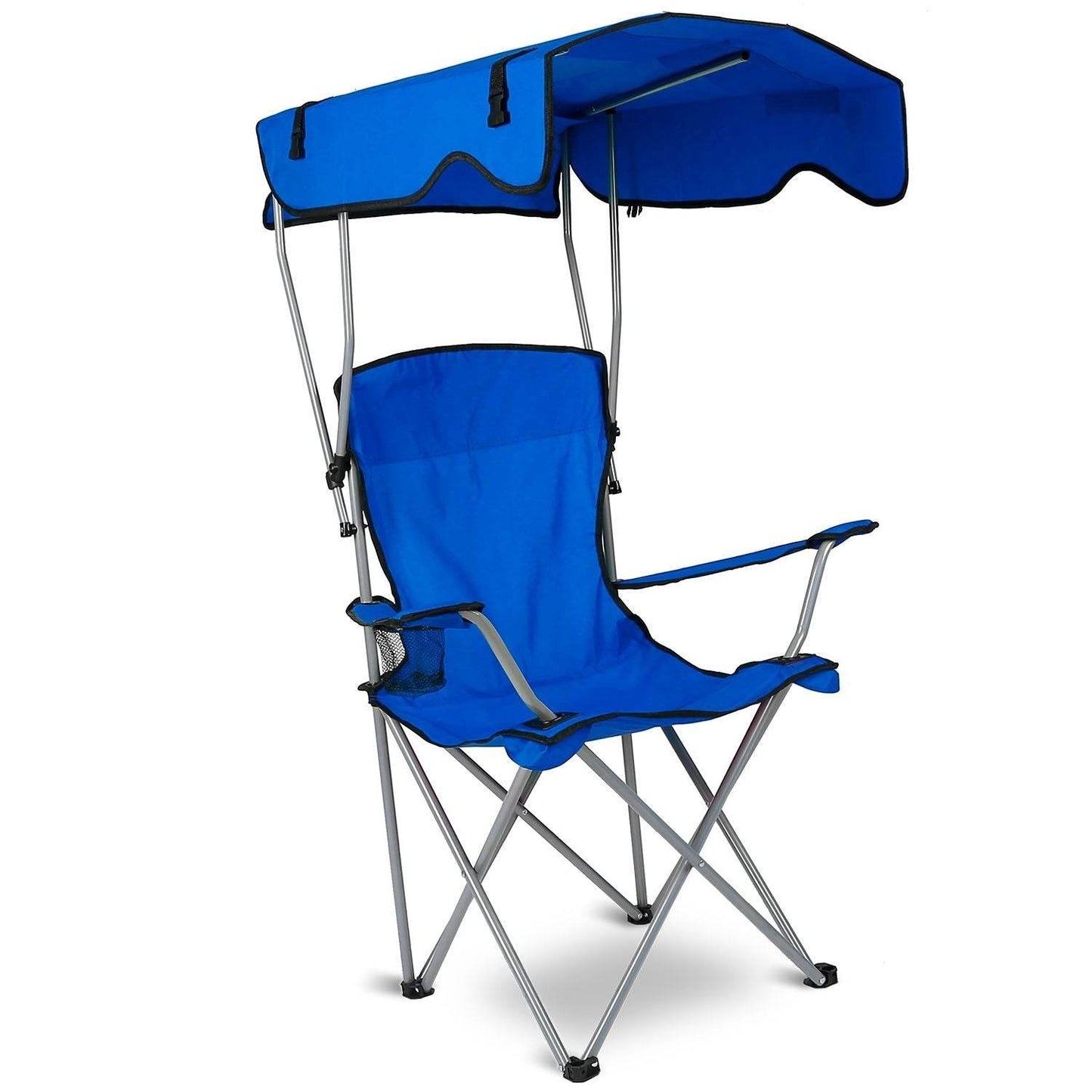 Foldable Canopy Beach Chair with Sun Protection and A Shade Cover Blue