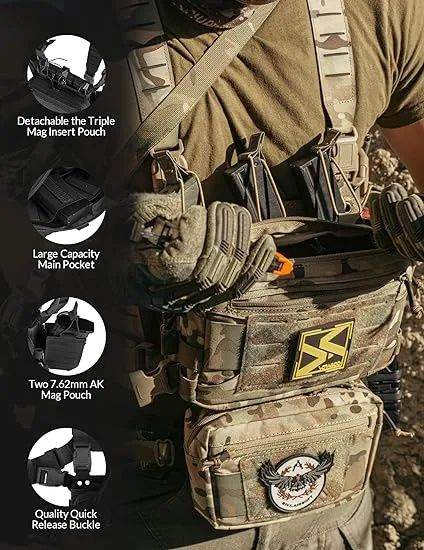 Tactical Chest Rig with Magazine Pouch for Hunting, Airsoft & Outdoor Use