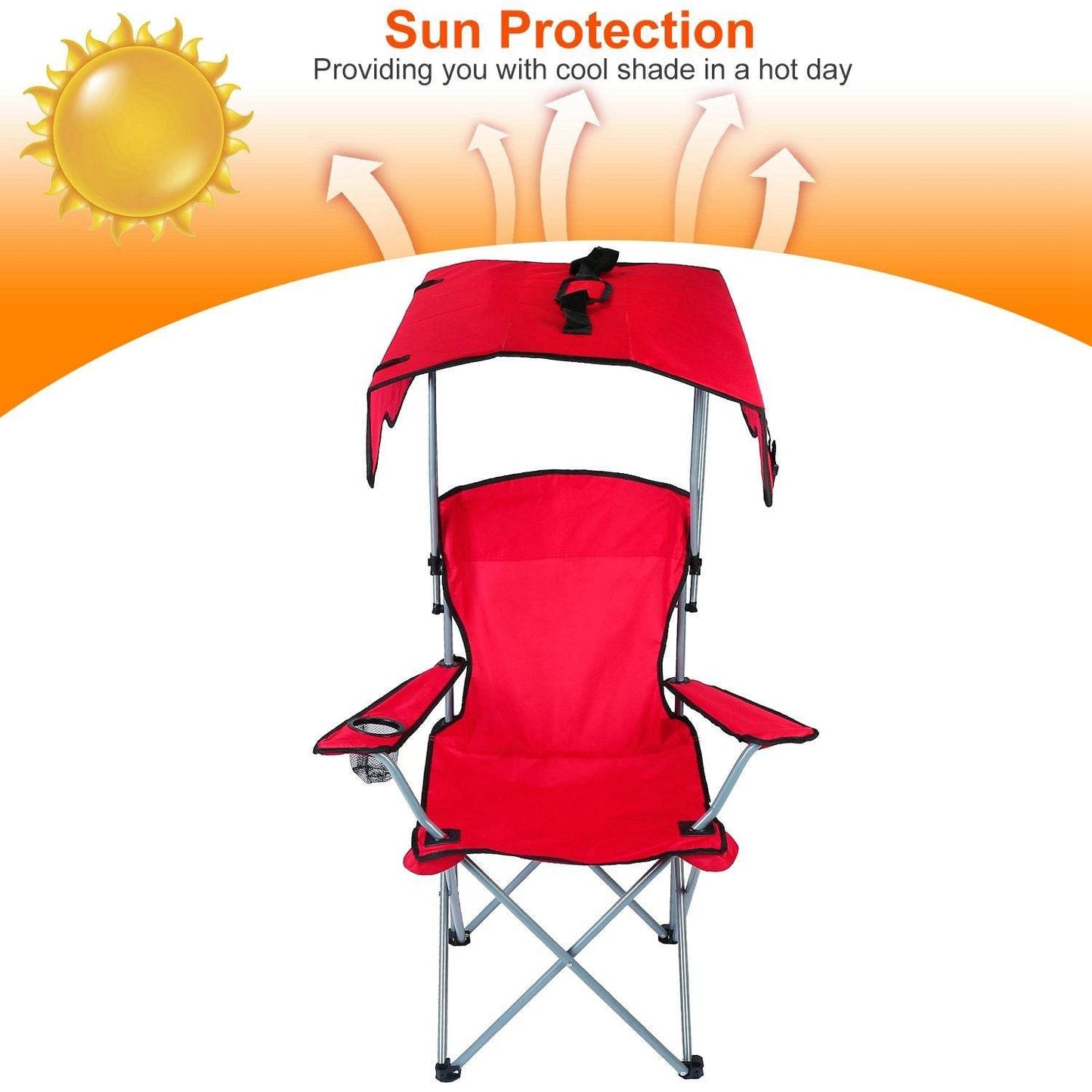 Foldable Canopy Beach Chair with Sun Protection and A Shade Cover