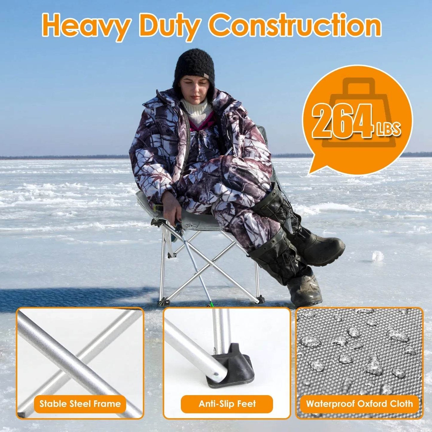 Heated Camping Chair with 3 Heat Levels & USB Port