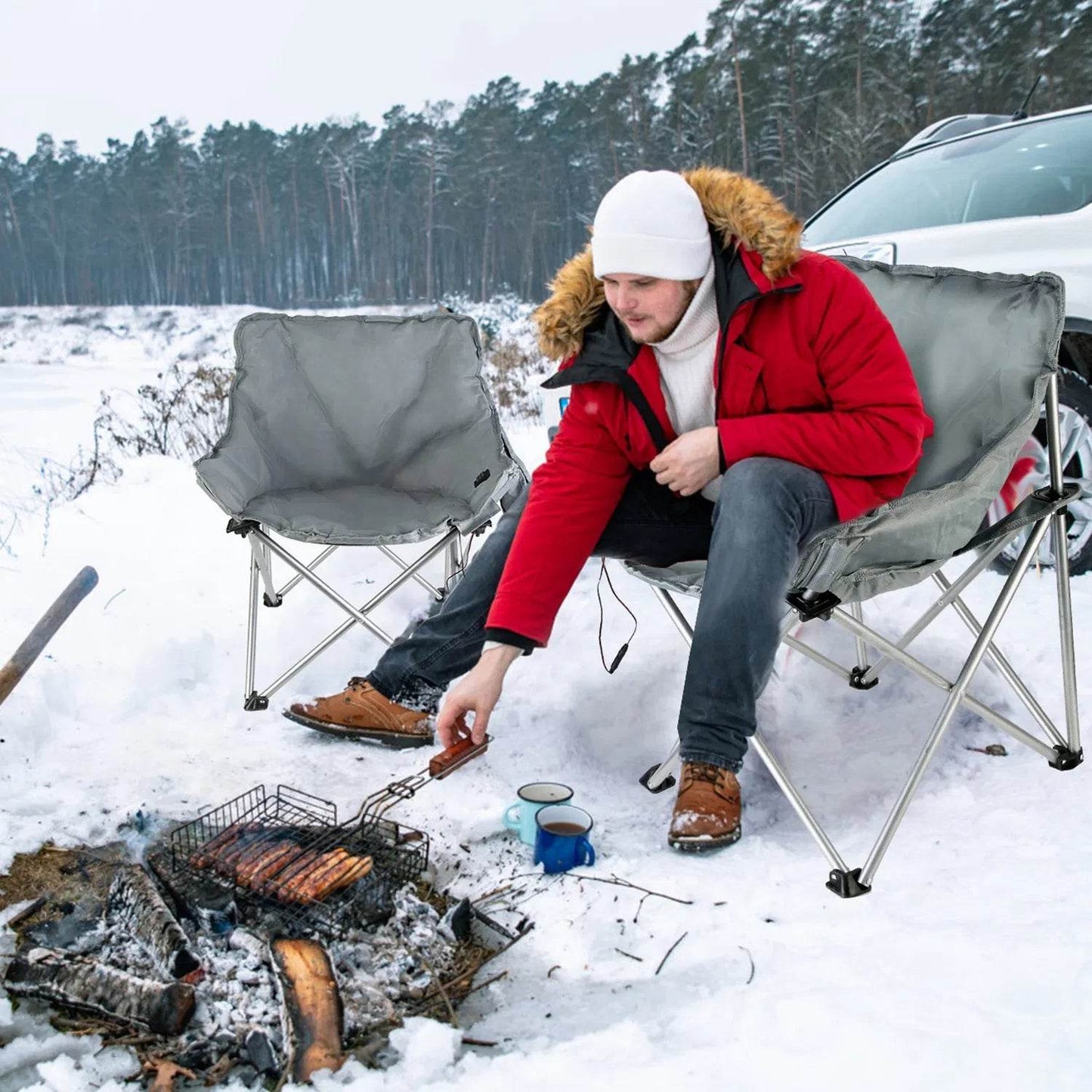 Heated Camping Chair with 3 Heat Levels & USB Port