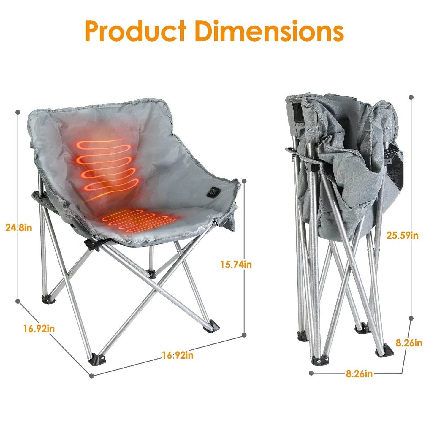 Heated Camping Chair with 3 Heat Levels & USB Port
