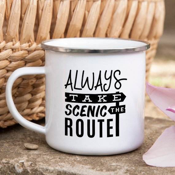 Always Take the Scenic Route Enamel Camping Mug