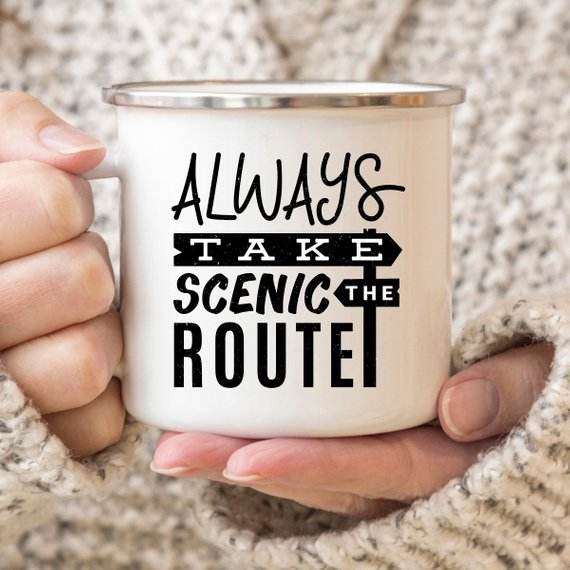Always Take the Scenic Route Enamel Camping Mug