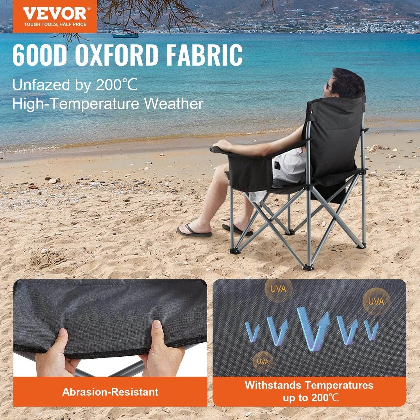 Portable Heavy Duty Outdoor Quad Lumbar Back Padded Arm Chair