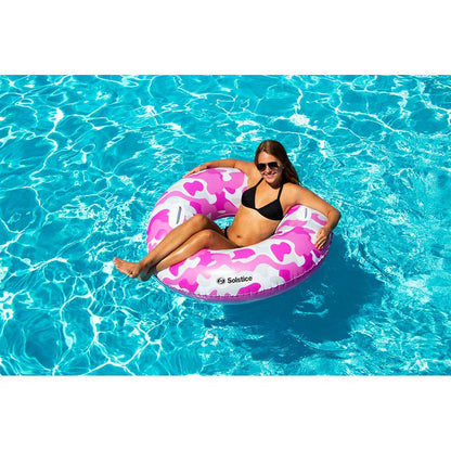 Pink Camo Pool Tube – Heavy-Duty Inflatable River Float for Adults