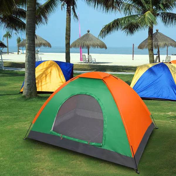 2-Person Waterproof Camping Dome Tent – Orange & Green