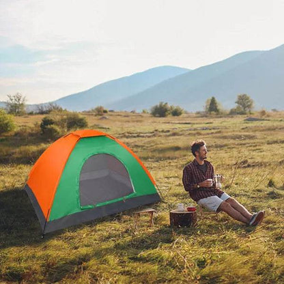 2-Person Waterproof Camping Dome Tent – Orange & Green