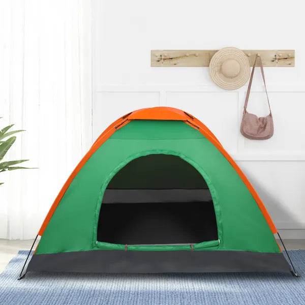 2-Person Waterproof Camping Dome Tent – Orange & Green