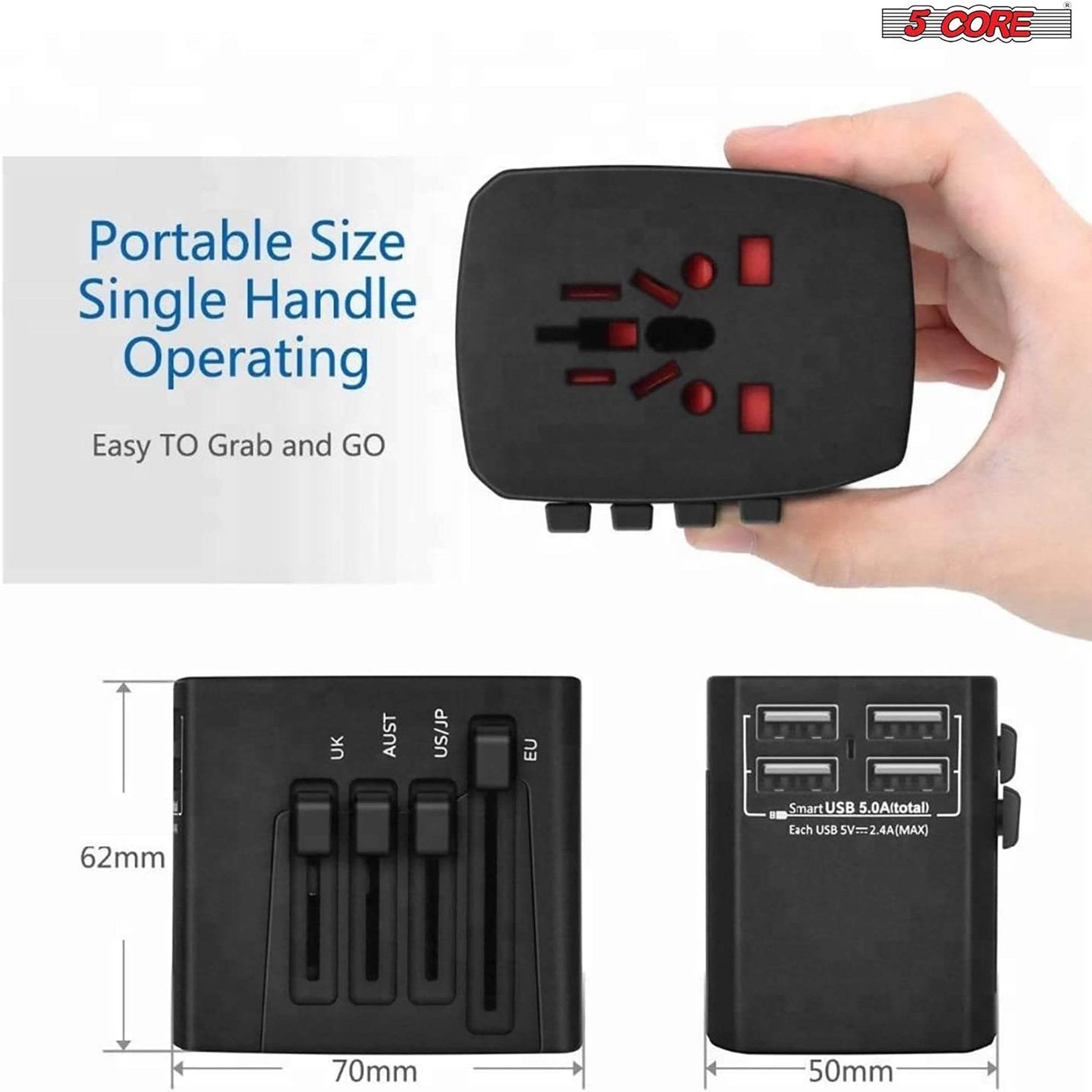 5Core Universal Travel Adapter International Power 2 Pack