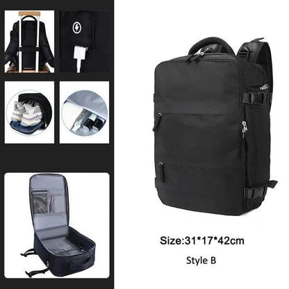 Extendable Travel Backpack With USB Black B