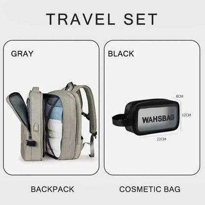 Extendable Travel Backpack With USB Gray A set 02bk