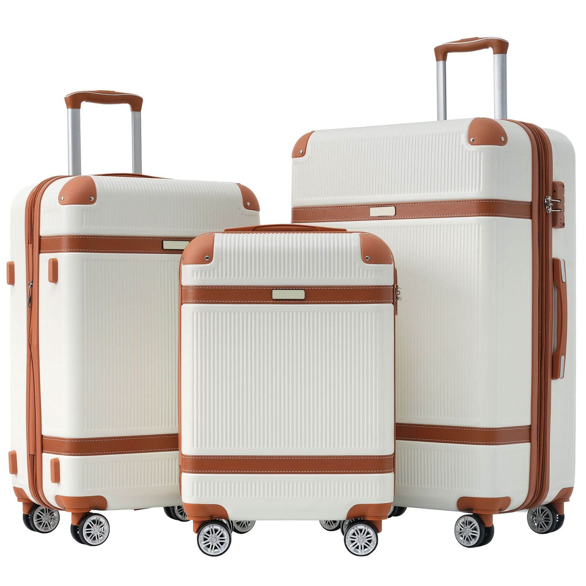3-Piece ABS Hardside Luggage Set with Spinner Wheels, TSA Lock & Expandable Storage – 20", 24", 28" Default Title