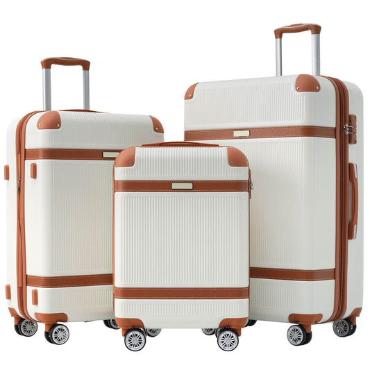 3-Piece ABS Hardside Luggage Set with Spinner Wheels, TSA Lock & Expandable Storage – 20", 24", 28" Default Title