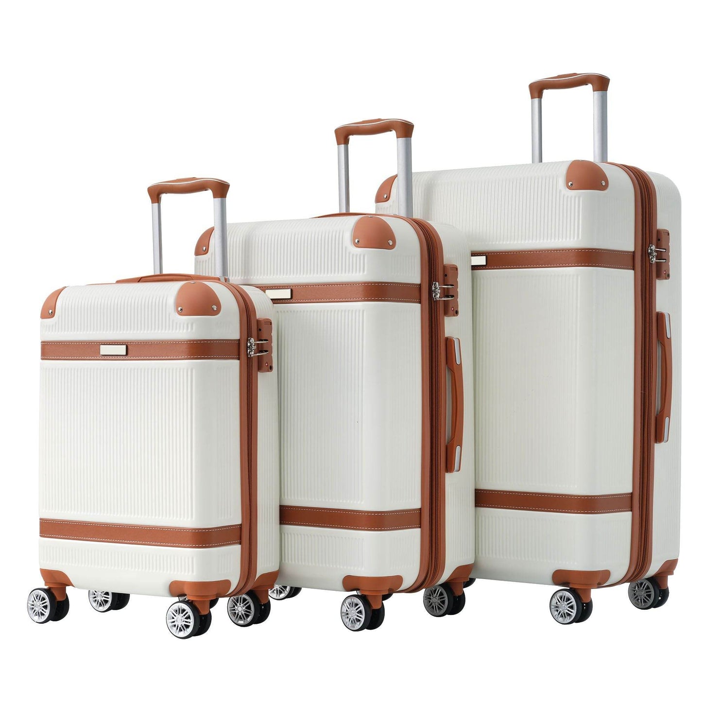 3-Piece ABS Hardside Luggage Set with Spinner Wheels, TSA Lock & Expandable Storage – 20", 24", 28"