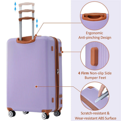 3-Piece ABS Hardside Luggage Set with Spinner Wheels & TSA Lock – 20", 24", 28" Sizes