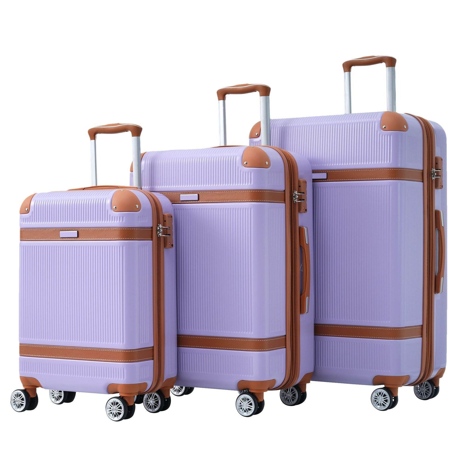 3-Piece ABS Hardside Luggage Set with Spinner Wheels & TSA Lock – 20", 24", 28" Sizes