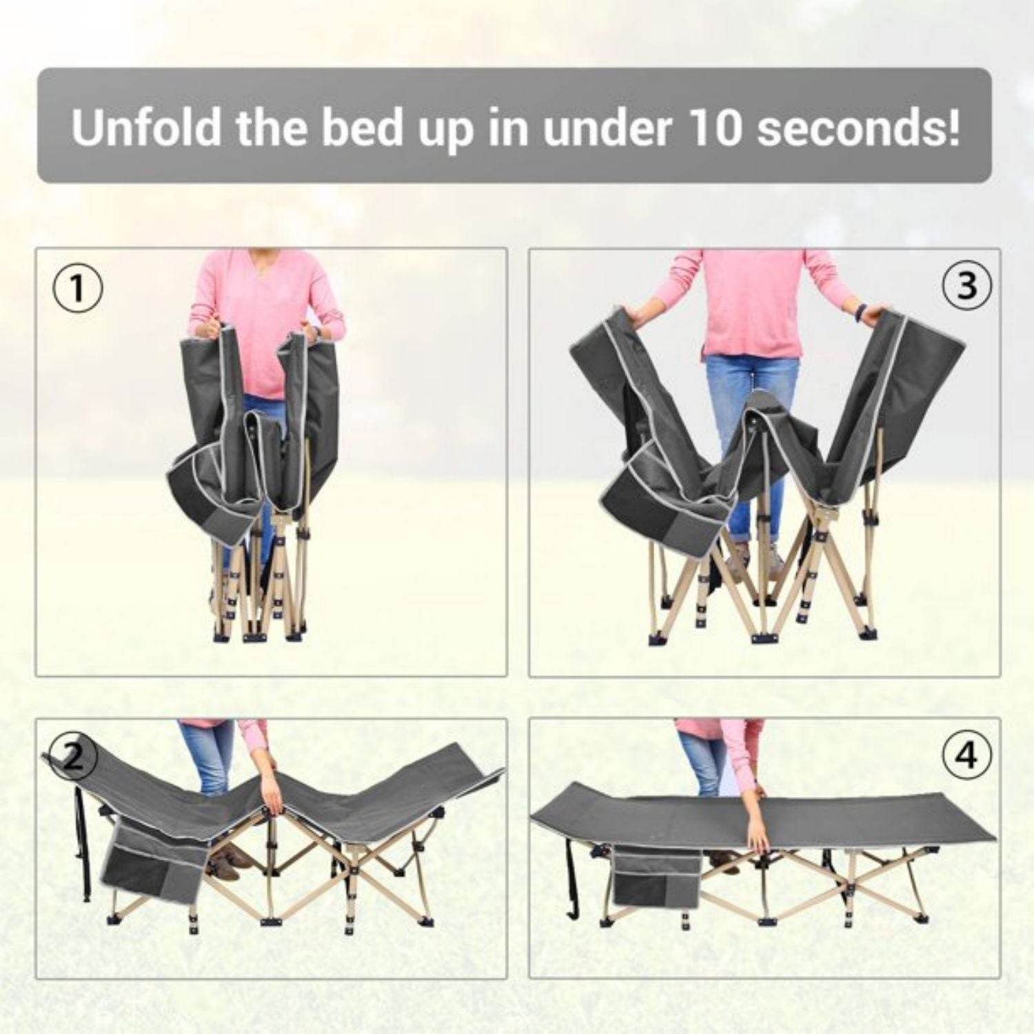 Heavy-Duty Folding Camping Cot with Carry Bag