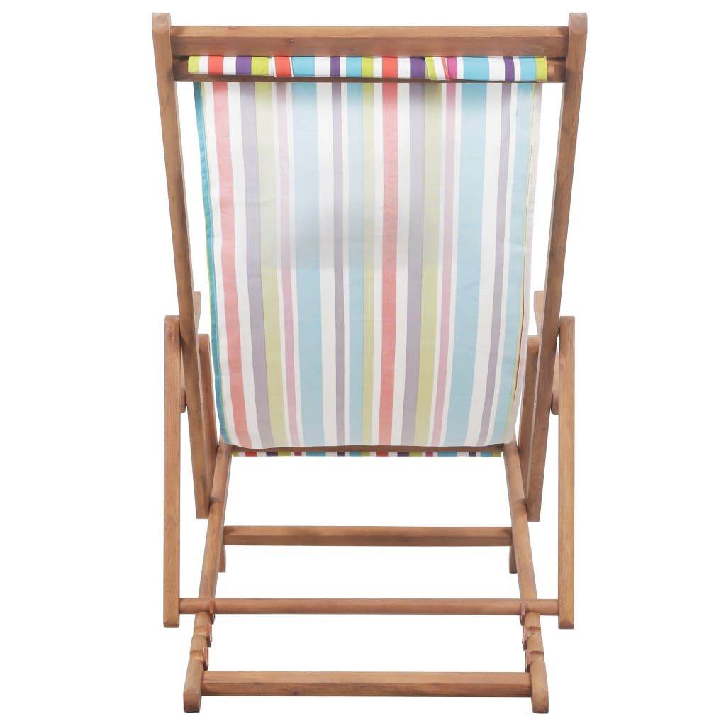 Multicolored Folding Wooden Frame Beach Chair with 3 Reclining Positions