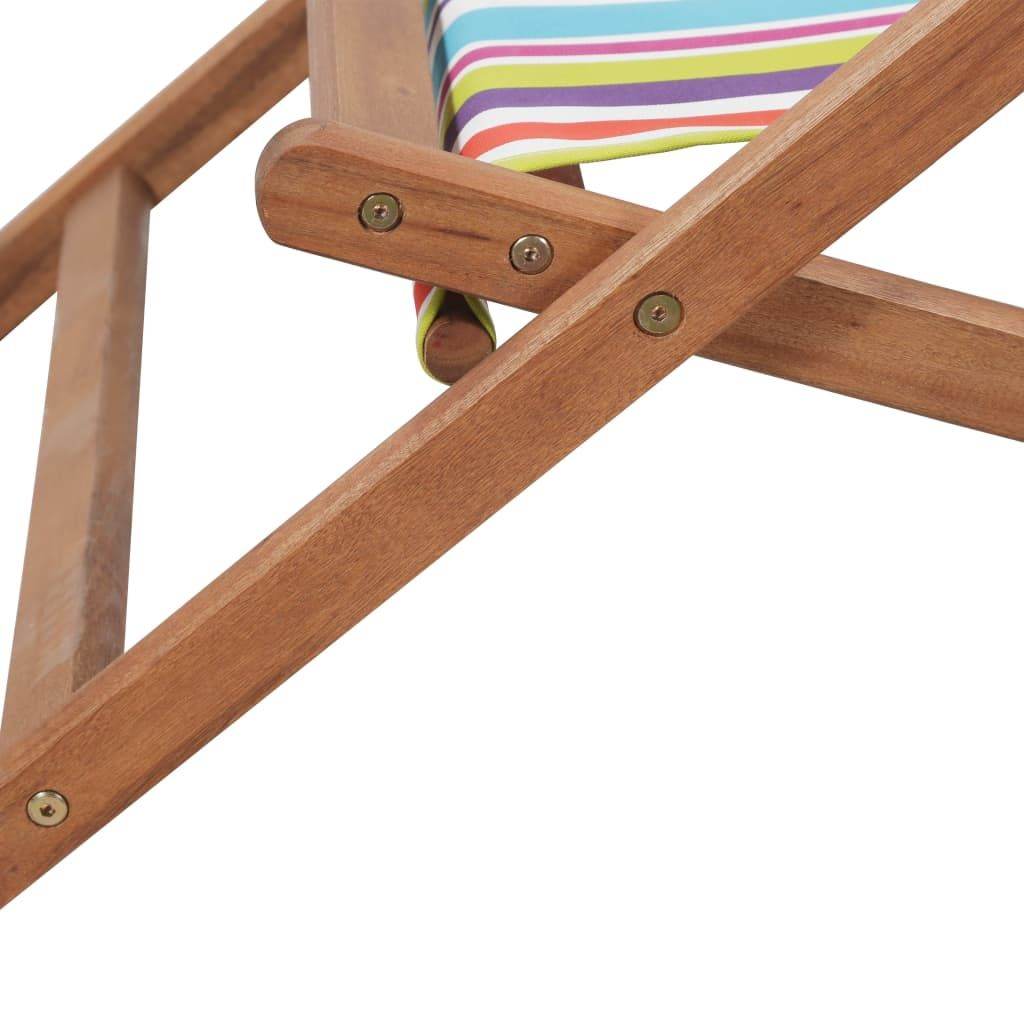 Multicolored Folding Wooden Frame Beach Chair with 3 Reclining Positions