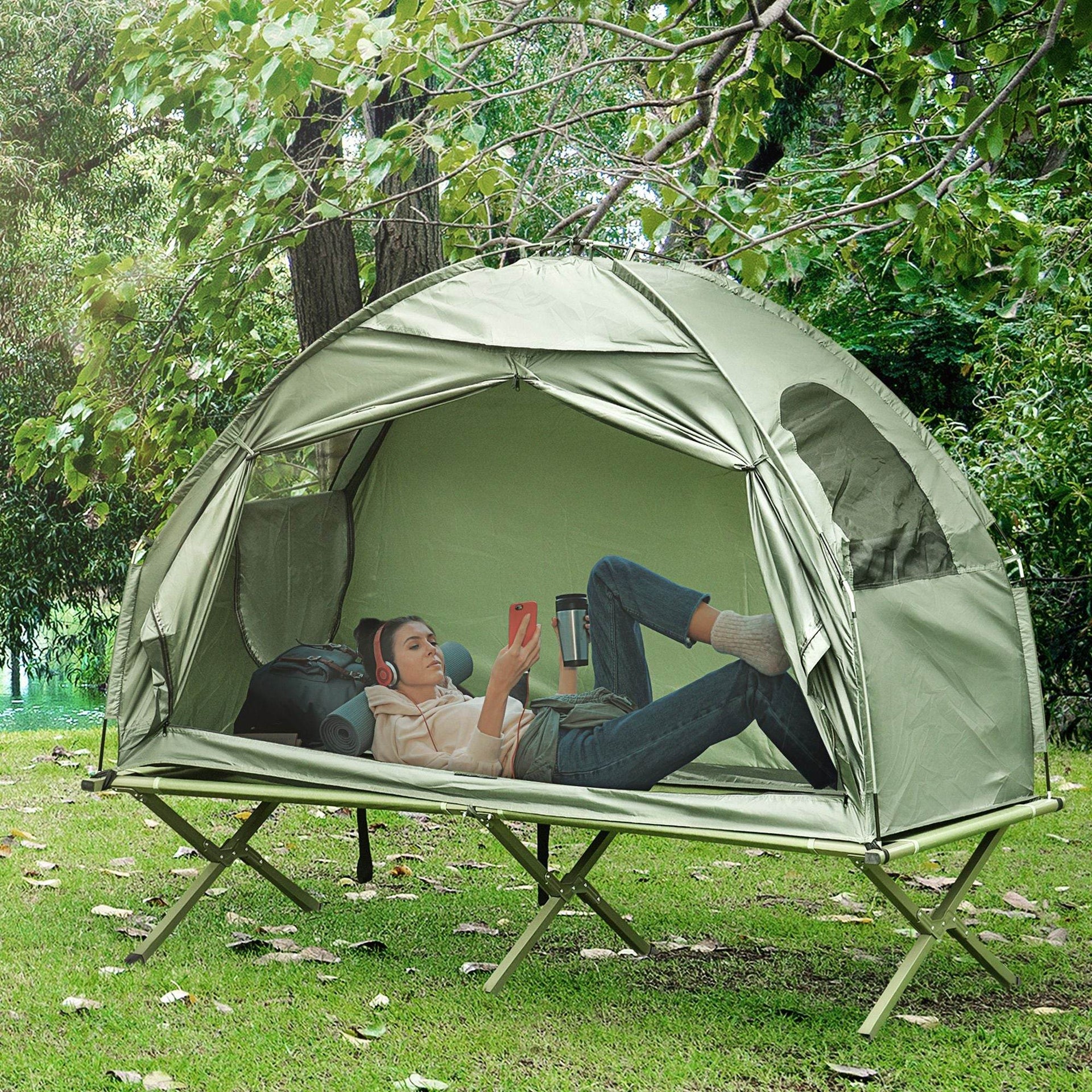 Single Person Folding Cot Combo with Carry Bag
