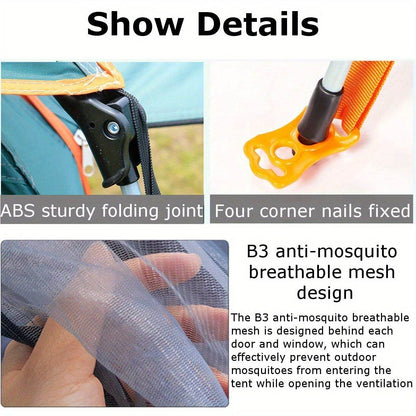 2-3 Person Waterproof Tent with Mosquito Nets, Windows and Carrying Bag