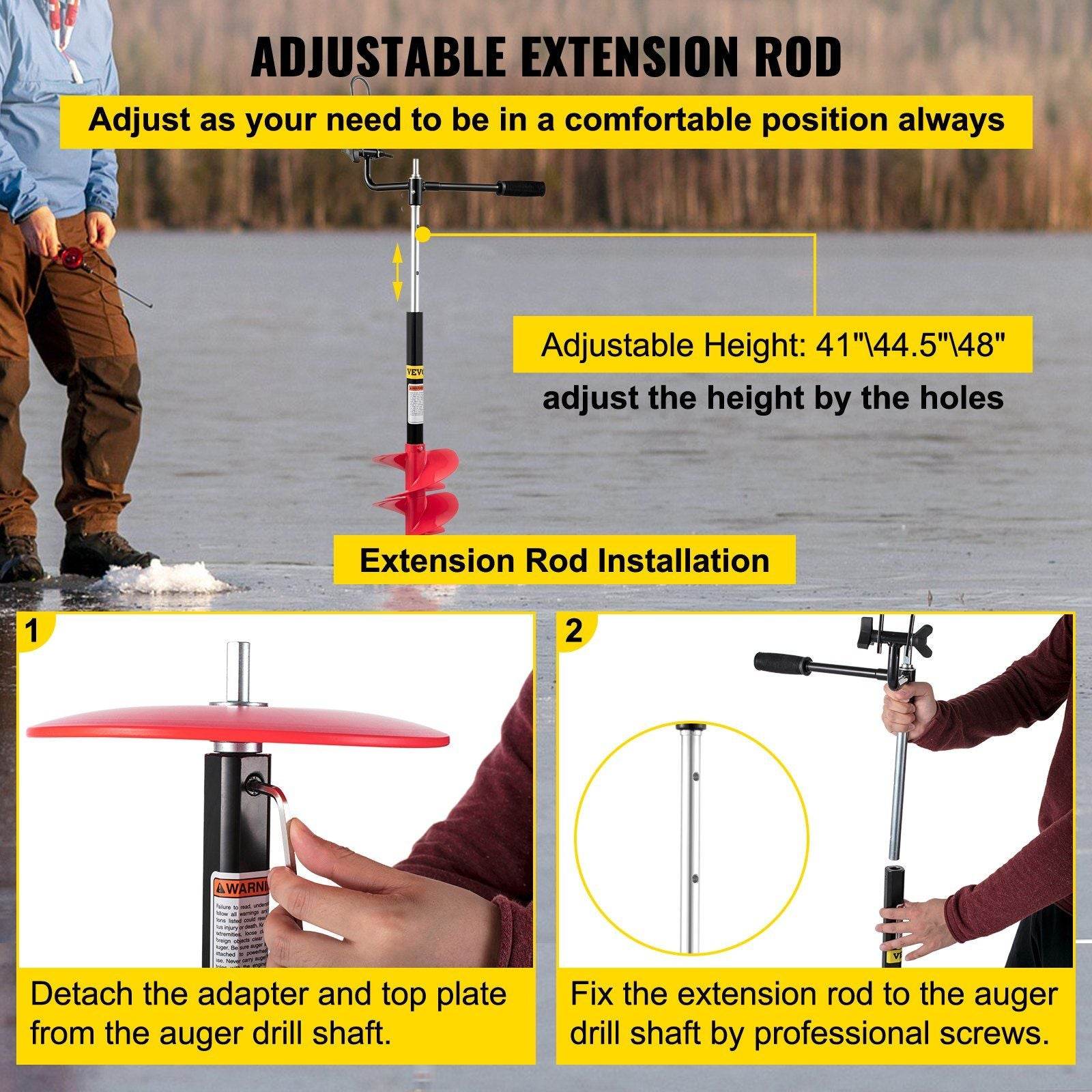 8'' Nylon Ice Auger Drill w/ 14'' Adjustable Extension Rod