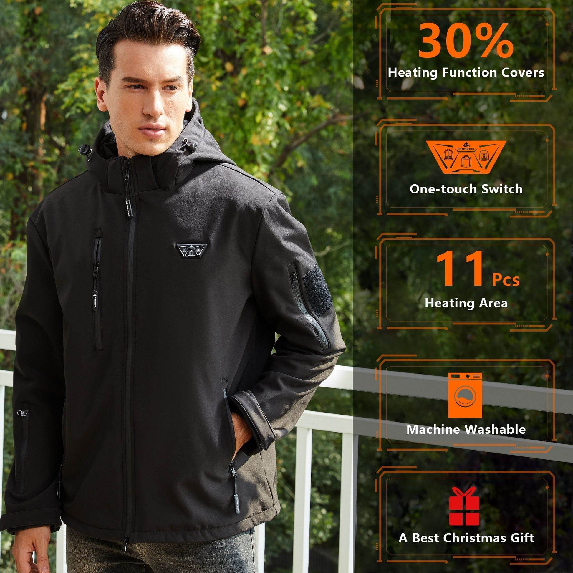 Men's Heated Jacket with Battery Pack in Black