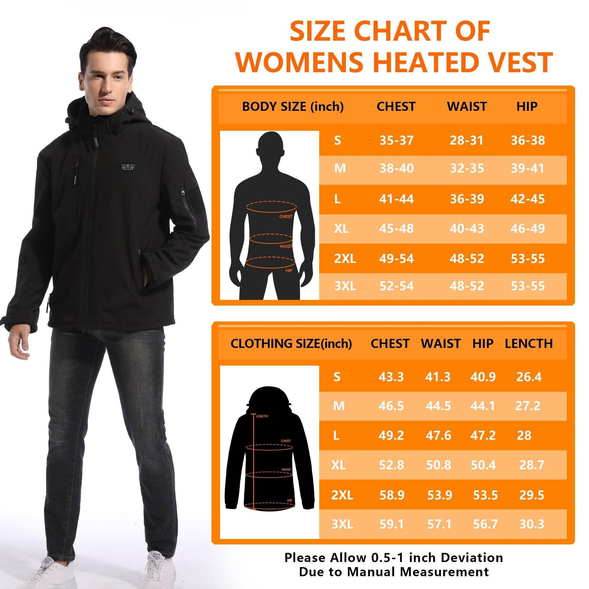 Men's Heated Jacket with Battery Pack in Black