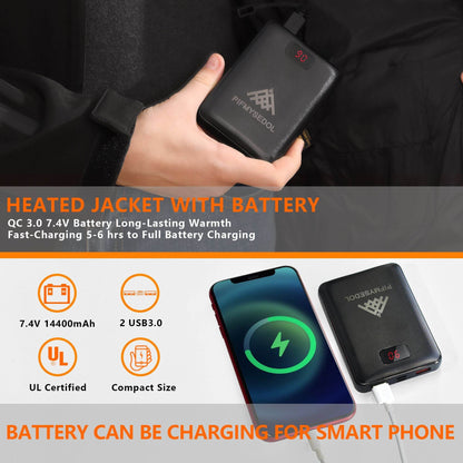 Men's Heated Jacket with Battery Pack in Black